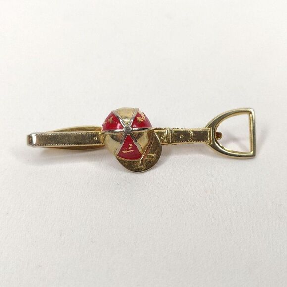 Vintage Hickok Jockey Hat Tie Bar Horse Racing Stirrup Goldtone 2.75" - Picture 1 of 6